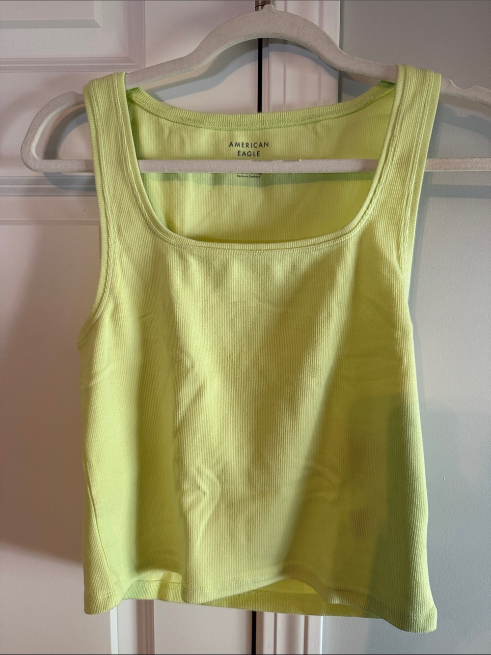 American Eagle Outfitters Neon Lime Square Neck Ribbed Tank